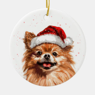 Pomeranian Dog Christmas Personalized Ceramic Tree Decoration