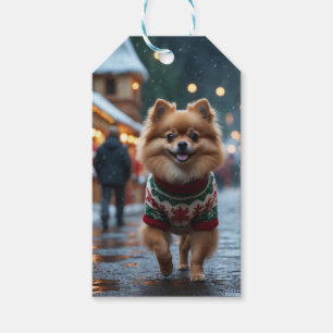 Pomeranian Dog Christmas Snow Holiday  Gift Tags