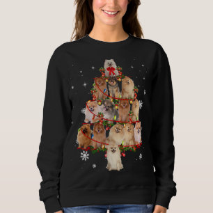 Pomeranian Dog Christmas Tree Lights Funny Dog Xma Sweatshirt