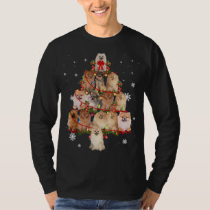 Pomeranian Dog Christmas Tree Lights Funny Dog Xma T-Shirt