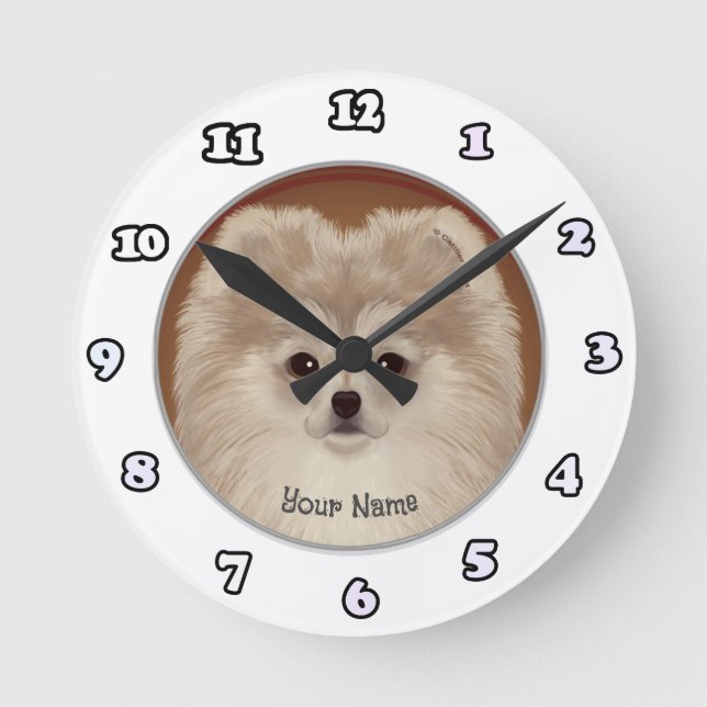 Pomeranian dog  clock (Front)