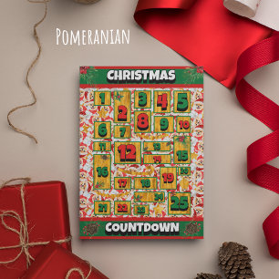 Pomeranian Dog Countdown Christmas Advent Calendar Holiday Card