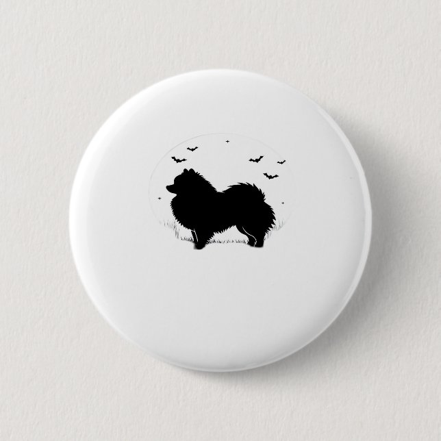 Pomeranian Dog � Halloween Moon Silhouette Classic 6 Cm Round Badge (Front)