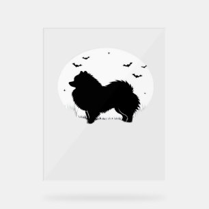 Pomeranian Dog – Halloween Moon Silhouette Classic Acrylic Sign