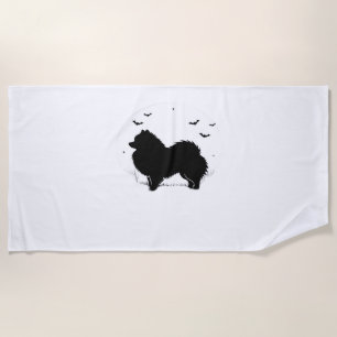 Pomeranian Dog – Halloween Moon Silhouette Classic Beach Towel
