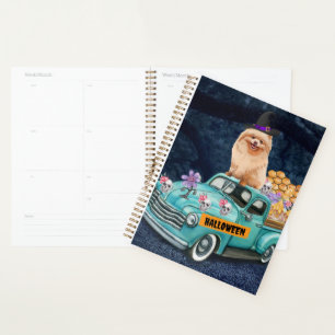 Pomeranian Dog Halloween Truck Scary Night Planner