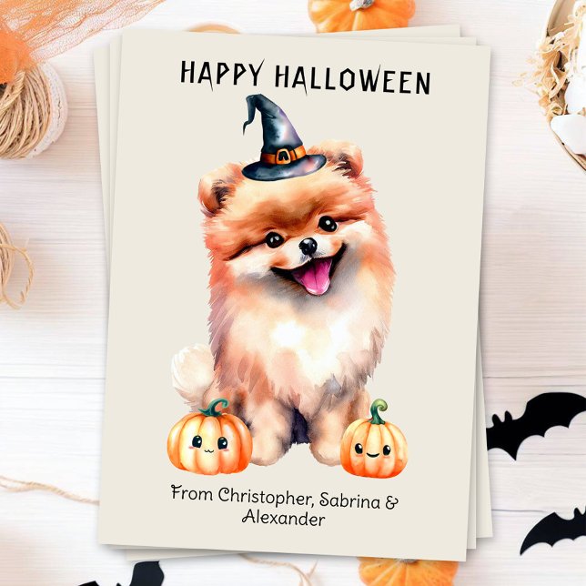 Pomeranian Dog Happy Halloween Holiday Card (Creator Uploaded)