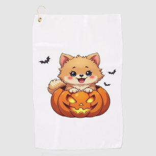 Pomeranian dog Happy Halloween pumpkin Classic T-S Golf Towel