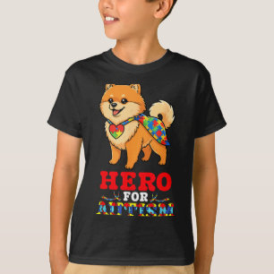 Pomeranian Dog Hero For Autism Awareness Accept Su T-Shirt