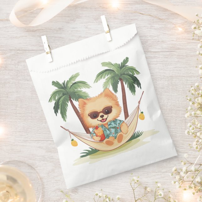 Pomeranian Dog In A Hammock Hawaiian Shirt Favour Bags (Clipped)