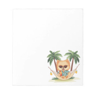 Pomeranian Dog In A Hammock Hawaiian Shirt Notepad