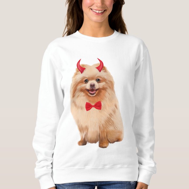 Pomeranian Dog In Halloween Sweatshirt (Front)