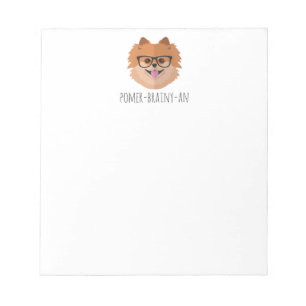 Pomeranian Dog In Nerd Glasses POMER-BRAINY-AN Notepad