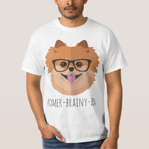 Pomeranian Dog In Nerd Glasses   POMER-BRAINY-AN T-Shirt