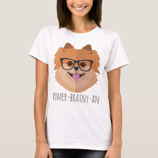 Pomeranian Dog In Nerd Glasses | POMER-BRAINY-AN T-Shirt