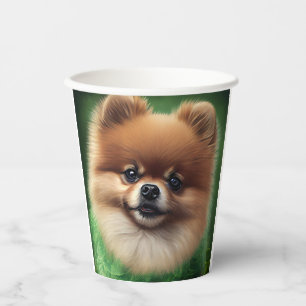 Pomeranian Dog in St. Patrick's Day Dress Paper Cups