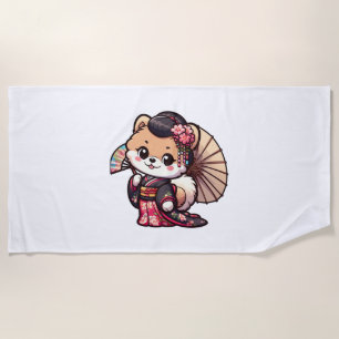 Pomeranian Dog Kimono Beach Towel