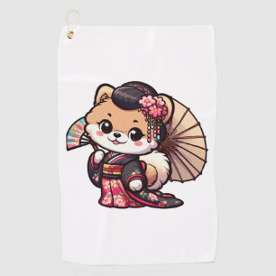 Pomeranian Dog Kimono Golf Towel