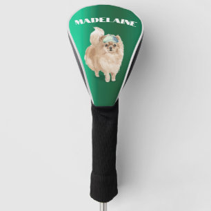 Pomeranian Dog Lover Green Personal Golf Head Cover