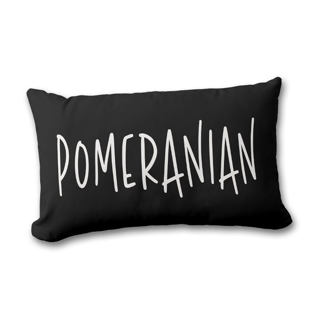 Pomeranian Dog Lover & Owner Chic Black & White Lumbar Cushion (Pomeranian Dog Lover & Owner Chic Black & White Lumbar Pillow)