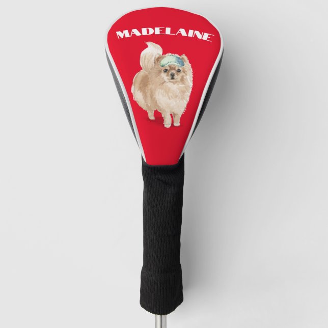 Pomeranian Dog Lover Red Personal  Golf Head Cover (Front)
