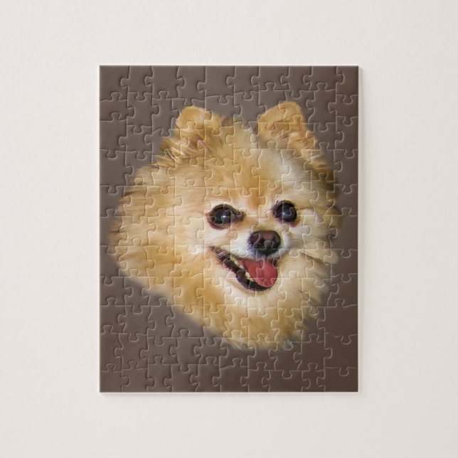 Pomeranian Dog on Brown Puzzle (Vertical)