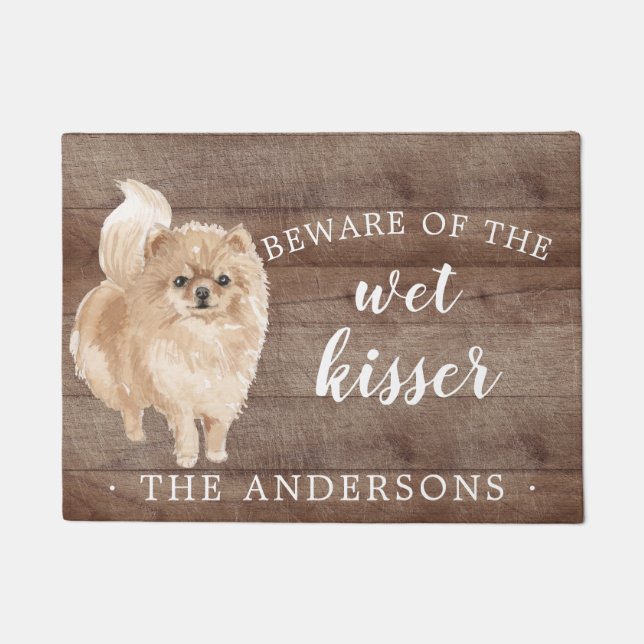 Pomeranian Dog Personalised Door Mat (Front)
