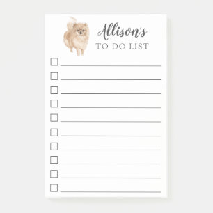 Pomeranian Dog Personalised To Do List Post-it Notes