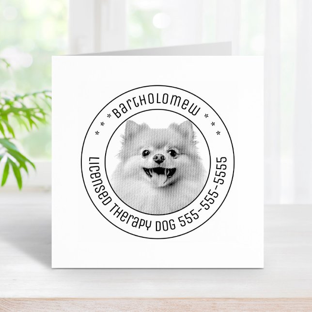 Pomeranian Dog Pet Photo Round Rubber Stamp (Creator Uploaded)