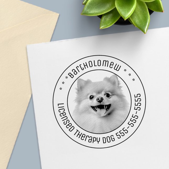 Pomeranian Dog Pet Photo Round Self-inking Stamp (Creator Uploaded)