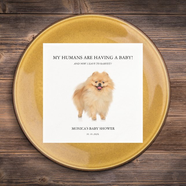 Pomeranian Dog Puppy Baby Shower Minimalist Napkin (Creator Uploaded)