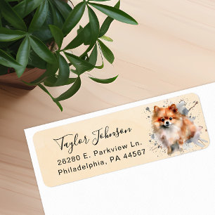 Pomeranian Dog Return Address Label