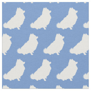Pomeranian Dog Silhouette Pet Light Blue Fabric
