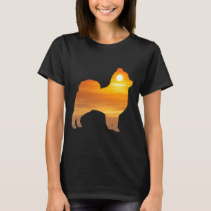 Pomeranian Dog Silhouette Sunrise T-Shirt