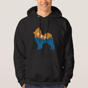 Pomeranian Dog Silhouette Sunset Nature Mountain Hoodie