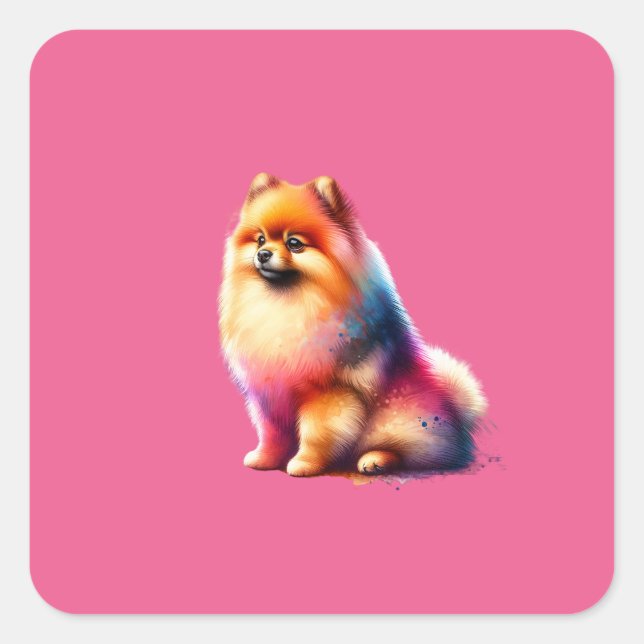 Pomeranian Dog Square Sticker (Front)