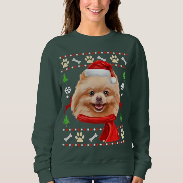 Pomeranian Dog Ugly Christmas Sweatshirt (Front)