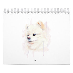 Pomeranian Dog Watercolor Painting Cute Calendar