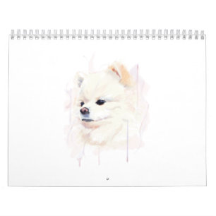 Pomeranian Dog Watercolor Painting Cute Calendar