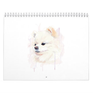 Pomeranian Dog Watercolor Painting Cute Calendar