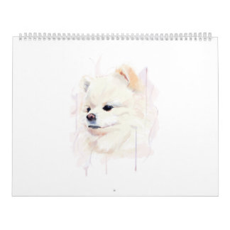 Pomeranian Dog Watercolor Painting Cute Calendar