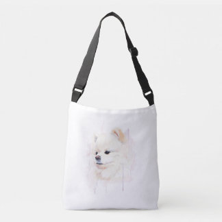 Pomeranian Dog Watercolor Painting Cute Crossbody Bag