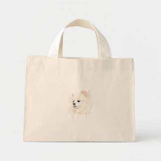 Pomeranian Dog Watercolor Painting Cute Mini Tote Bag