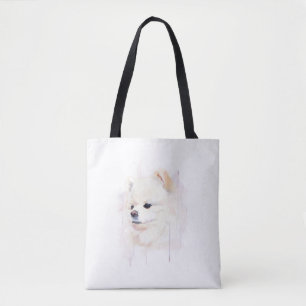 Pomeranian Dog Watercolor Painting Cute Tote Bag