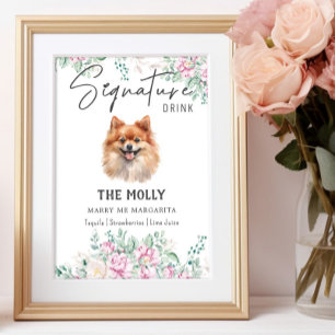 Pomeranian Dog Wedding Signature Drink Sign