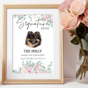 Pomeranian Dog Wedding Signature Drink Sign