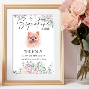 Pomeranian Dog Wedding Signature Drink Sign