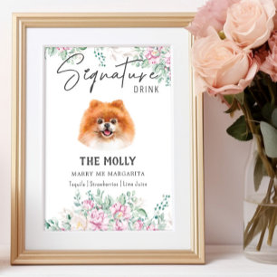 Pomeranian Dog Wedding Signature Drink Sign