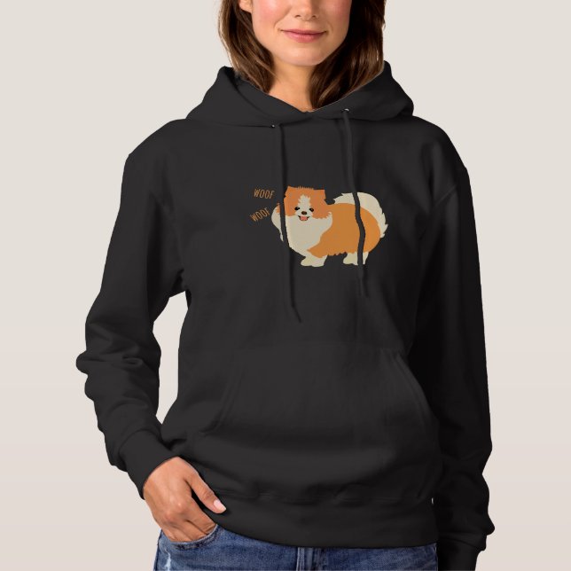 Pomeranian Dog Woof Woof Hoodie (Front)
