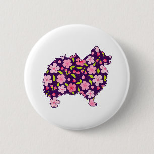 Pomeranian Dogs Flower Pattern Pomeranians Lover 6 Cm Round Badge